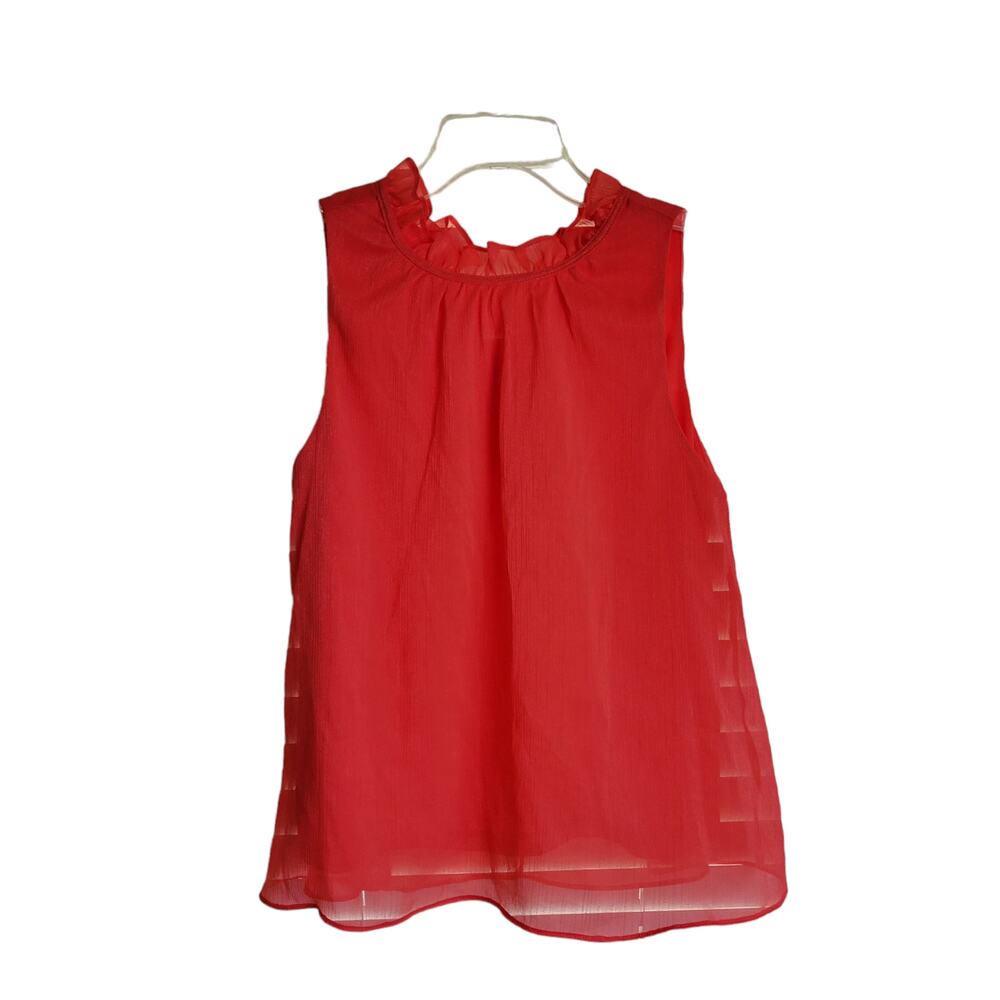 Glam Women's Top Size‎ Small Ruffled Top Sleeveless Fully Lined Great Condition